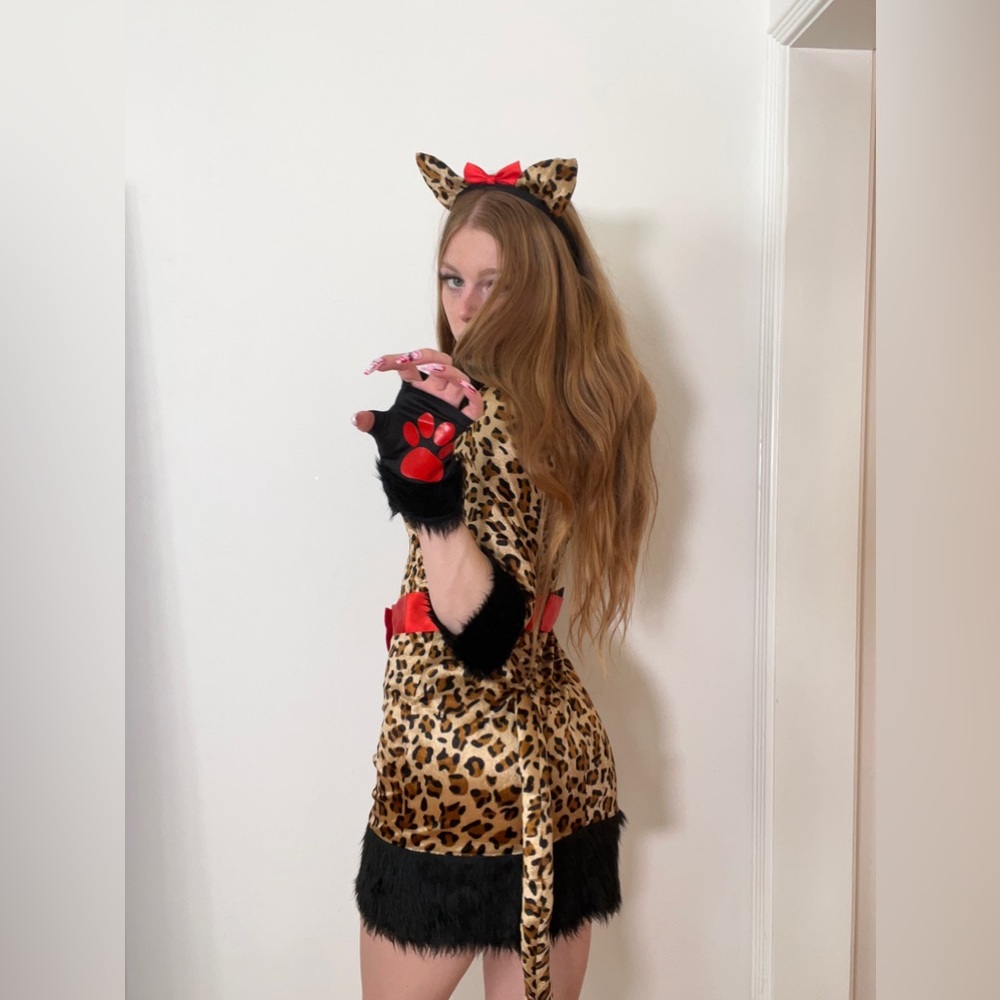 Sexy Cheetah Cougar Cat Tiger Halloween Costume 5 Piece Set